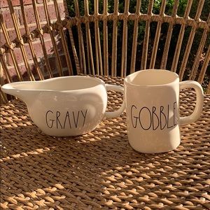 Rae Dunn “M” Stamped Mug and gravy boat